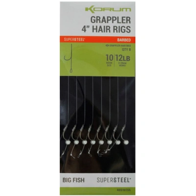 Korum návazec grappler 4” hair rigs barbed 10 cm - velikost háčku 10 průměr 0,28 mm nosnost 12 lb