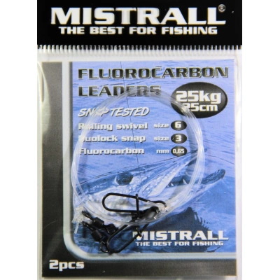 Mistrall Fluorocarbonový návazec 2ks - 25cm 25kg