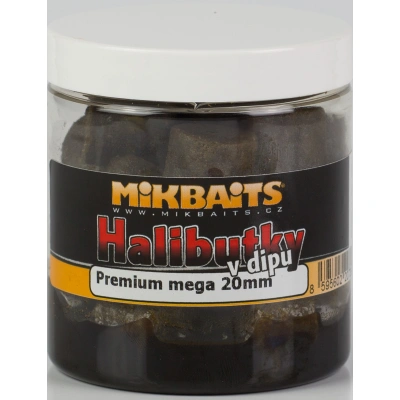 Mikbaits chytací halibutky  v dipu 20 mm 250 ml-švestka halibut