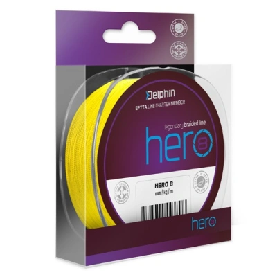 Delphin splétaná šňůra hero 8 fluo žlutá 117 m - 0,30 mm 21,4 kg